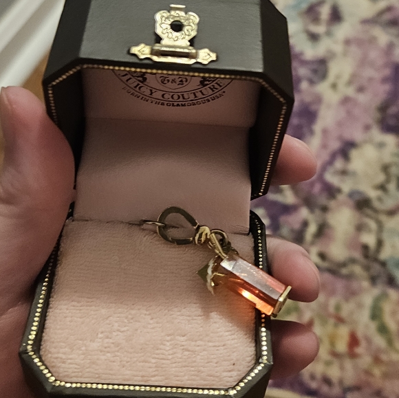 RARE Authentic Juicy Couture Tropical Cocktail Red Tea Charm With Umbrella & Box - Picture 10 of 11